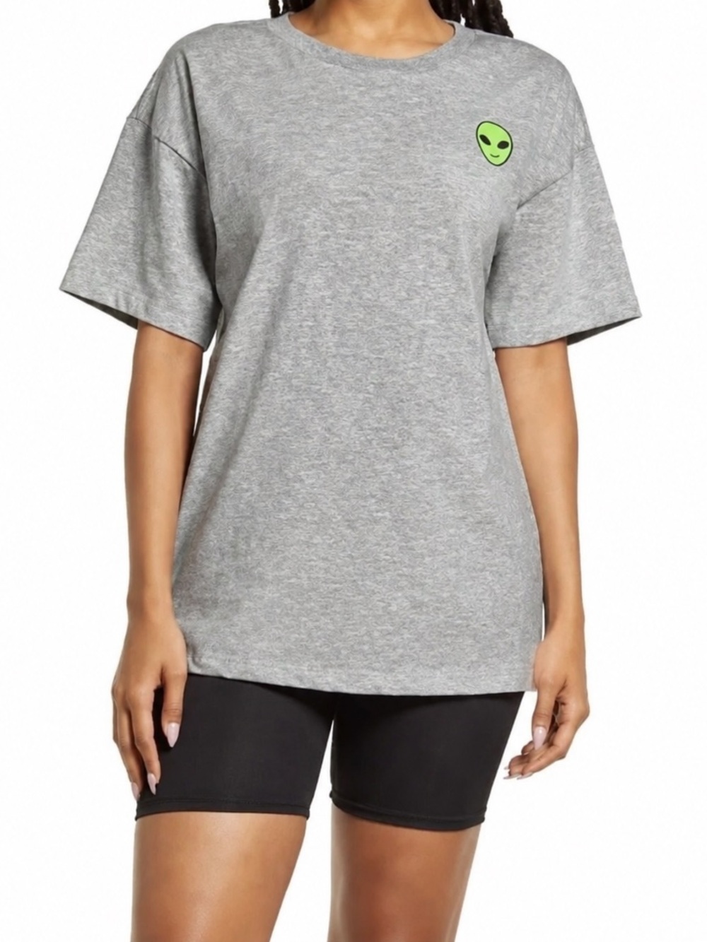 Nordstrom BP Gray Graphic Alien Tee Shirt Crew‎ Neck Short Sleeve Relaxed Small